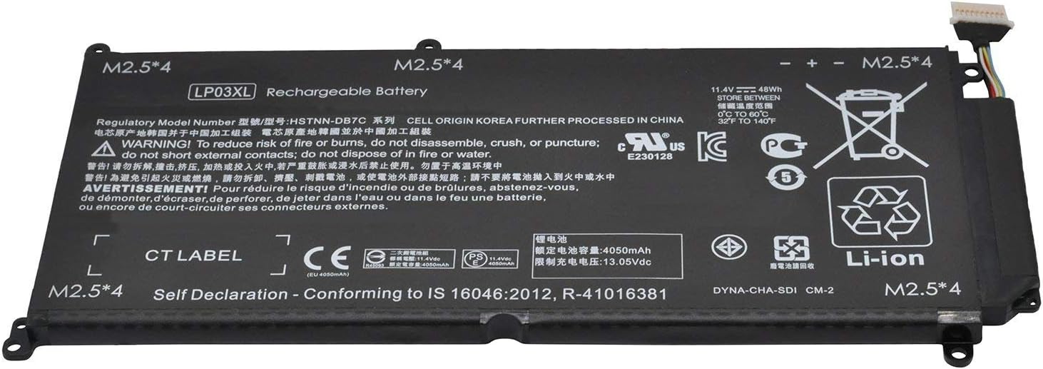 7XINbox 11.4V 48Wh LP03XL Laptop Battery compatible with HP Envy 15-ae000 15-ae100 M6-P113Dx M6-P Series HSTNN-DB6X HSTNN-DB7C HSTNN-UB6R TPN-C121 4 804072-241 807211-121 807417-005 804072-541 - Image 3