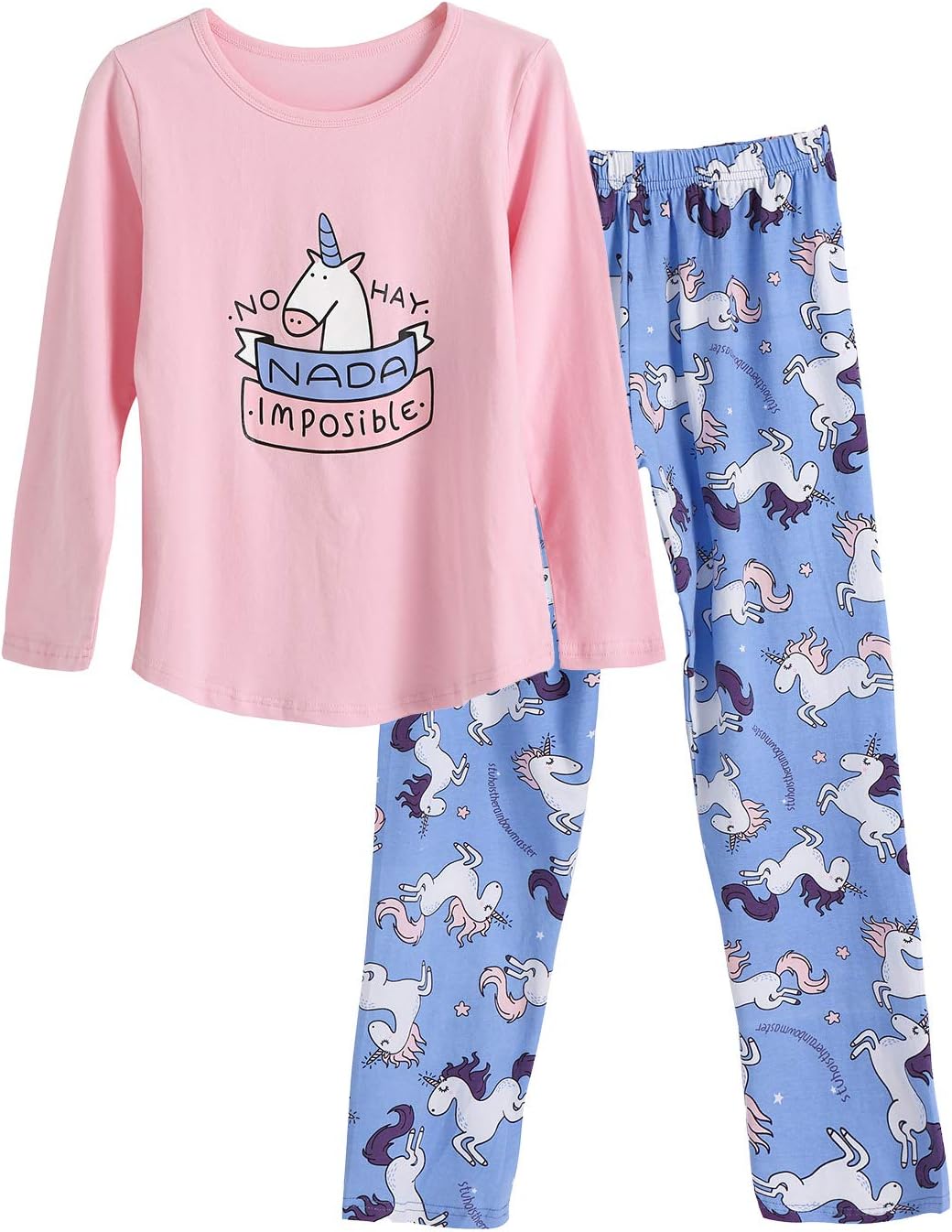 Big Girls Unicorn Cotton Pajama Set Pants & Long Sleeve Teens Sleepwear Kids Size 12-18