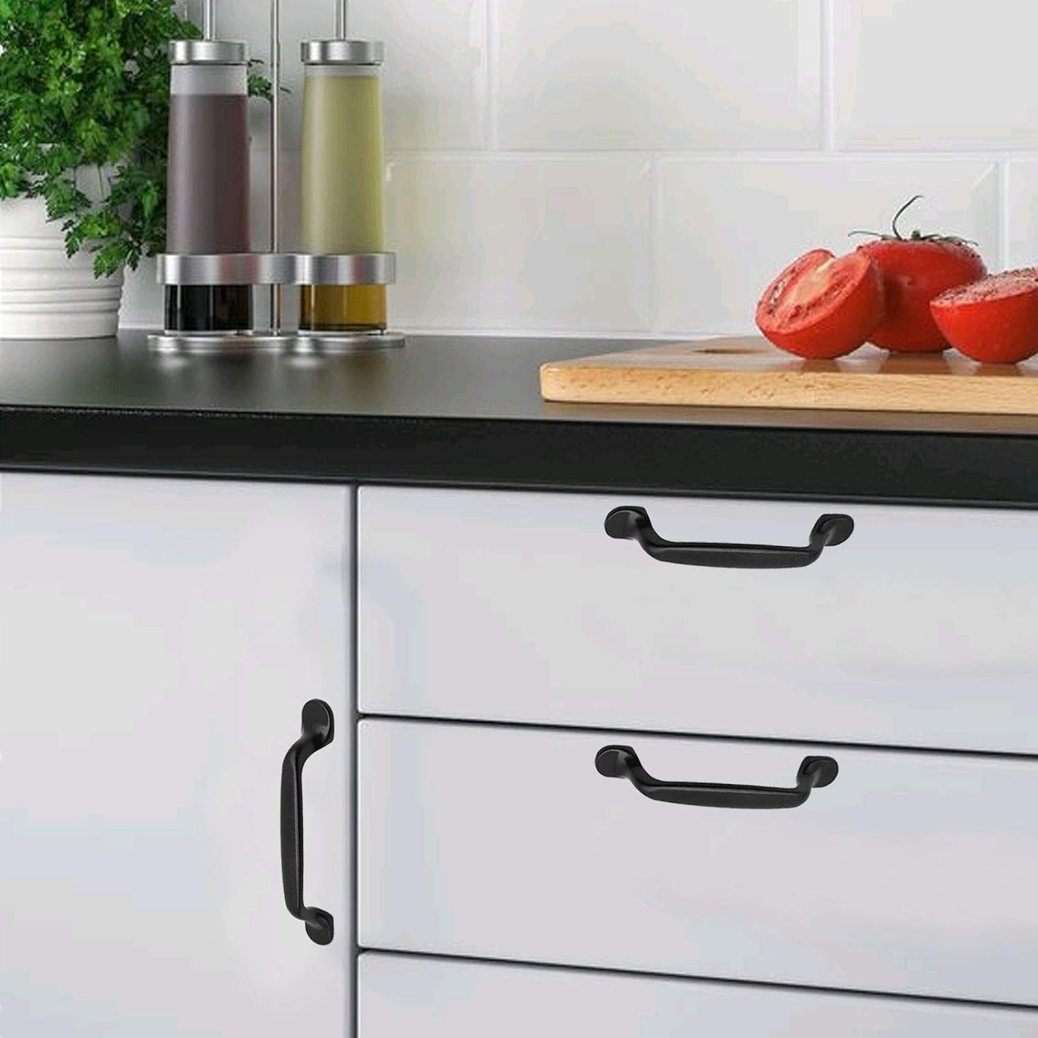 Kailee 10pcs Black Kitchen Cupboard Handles 96mm Hole Centre Aluminum Cabinet Doors Pull Handles Knobs Arch Bow Shape Pull Handle Black With Screws For Gate Furniture Drawer Closet Bedroom Pulls Cabinet Hardware