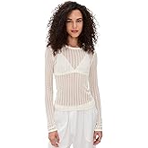 White & Warren Women's Paperfine Lace Stitch Top