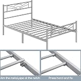 Yaheetech 3ft Single Bed Metal Frame Cloud Headboard Silver Slats view 6