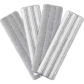 JOYMOOP Microfiber Replacement Pads for 17.7" Flat Mop System, Washable Reusable Mop Refills, Grey and Stripe, Pack of 4 for Floor Cleaning