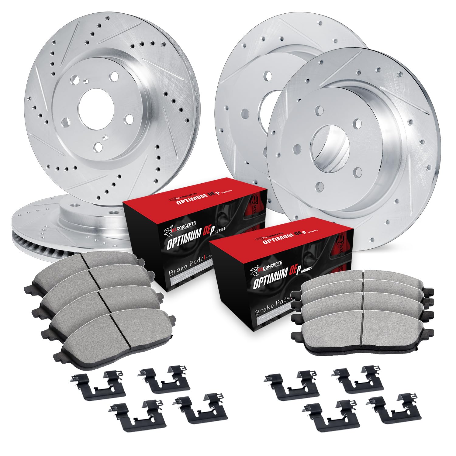 Photo 1 of R1 Concepts Front Rear Brakes and Rotors Kit |Front Rear Brake Pads| Brake Rotors and Pads| Optimum OEp Brake Pads and Rotors| Hardware Kit|fits 2009-2014 Dodge Journey; Volkswagen Routan