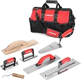 Goldblatt 8 Pieces Concrete Tools, Masonry Tool Kit for Cement Finishing | Hardened Steel Masonry Trowel, Magnesium Float, Concrete Hand Float, Groover, Edger, for Concrete Finishing &amp; Cement Work