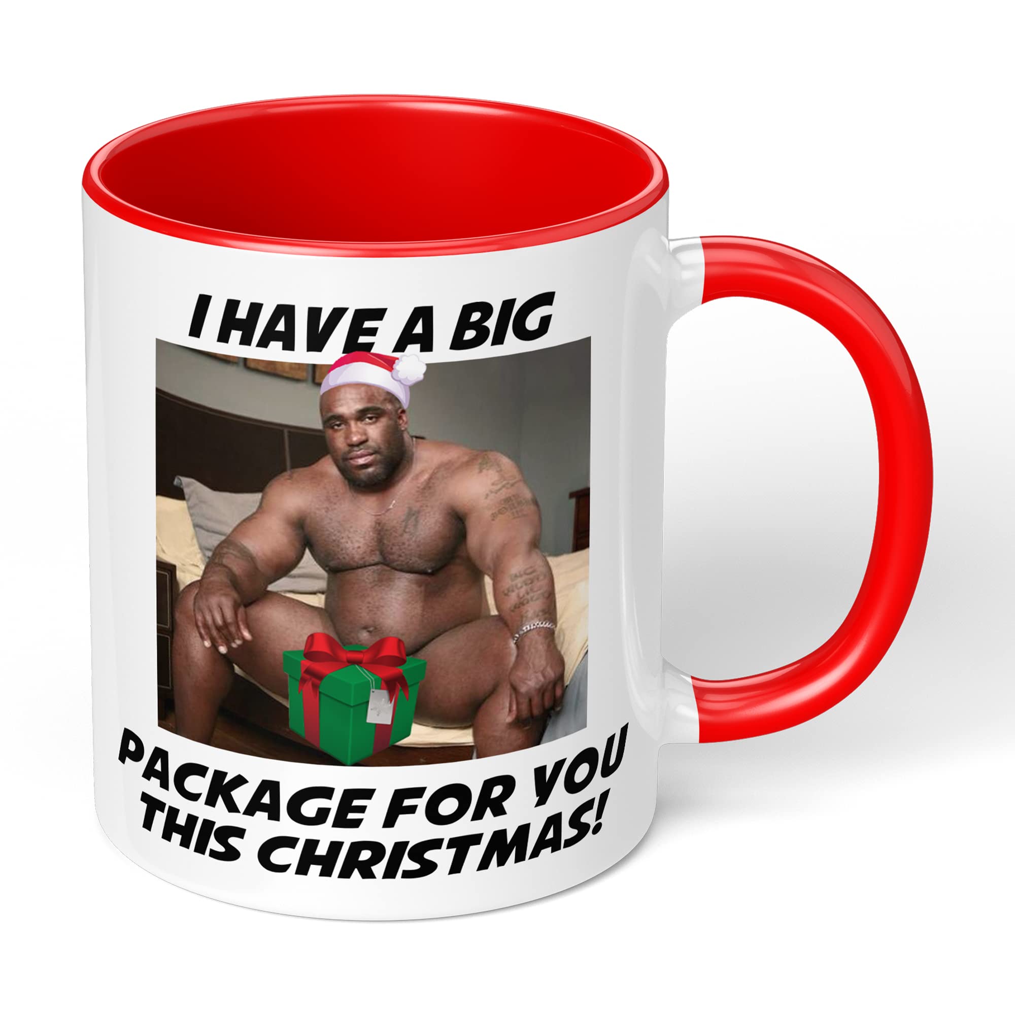 Print Maniacs Barry Wood Christmas 11oz Mug Gift Secret Santa Stocking Women Girls Her Hot Coffee Tea Xmas Present Adult Joke Funny Rude Naughty Big Package Mug (Red Fill)