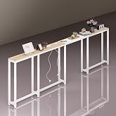 Sengtor Sofa Table Adjustable, Behind Couch Table for Living Room,White Oak | Sengtor Sofa Table Adjustable, Behind Couch Table for Living Room,White Oak