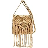 WXQCJL Boho Crochet Crossbody Bag for Women - Woven Cotton Rope Summer Purse with Tassel for Vacation Casual Outings & Travel