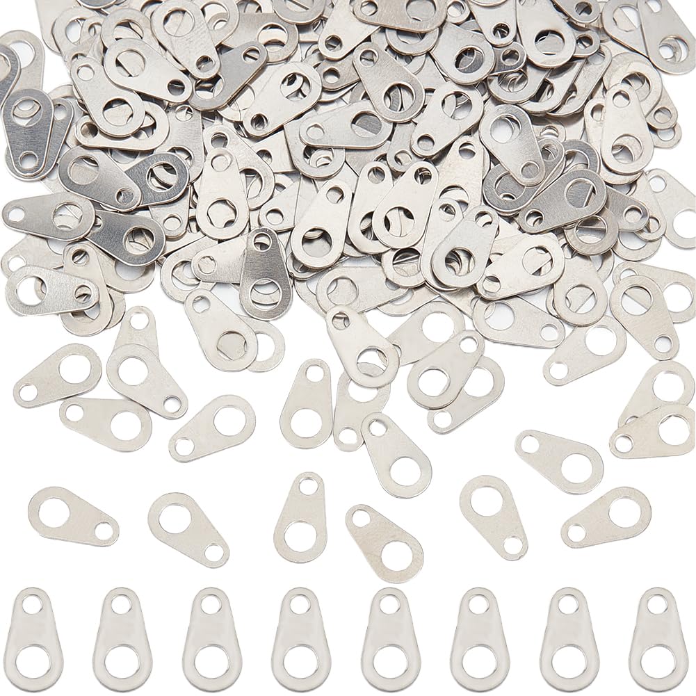 SUNNYCLUE 1 Box 200Pcs Stainless Steel Chain Tabs Oval Chain Extender Connectors Link jewellery End Tabs Connector Findings for jewellery Making Chains Supplies DIY Bracelet Necklace Crafts 0.35x0.2In