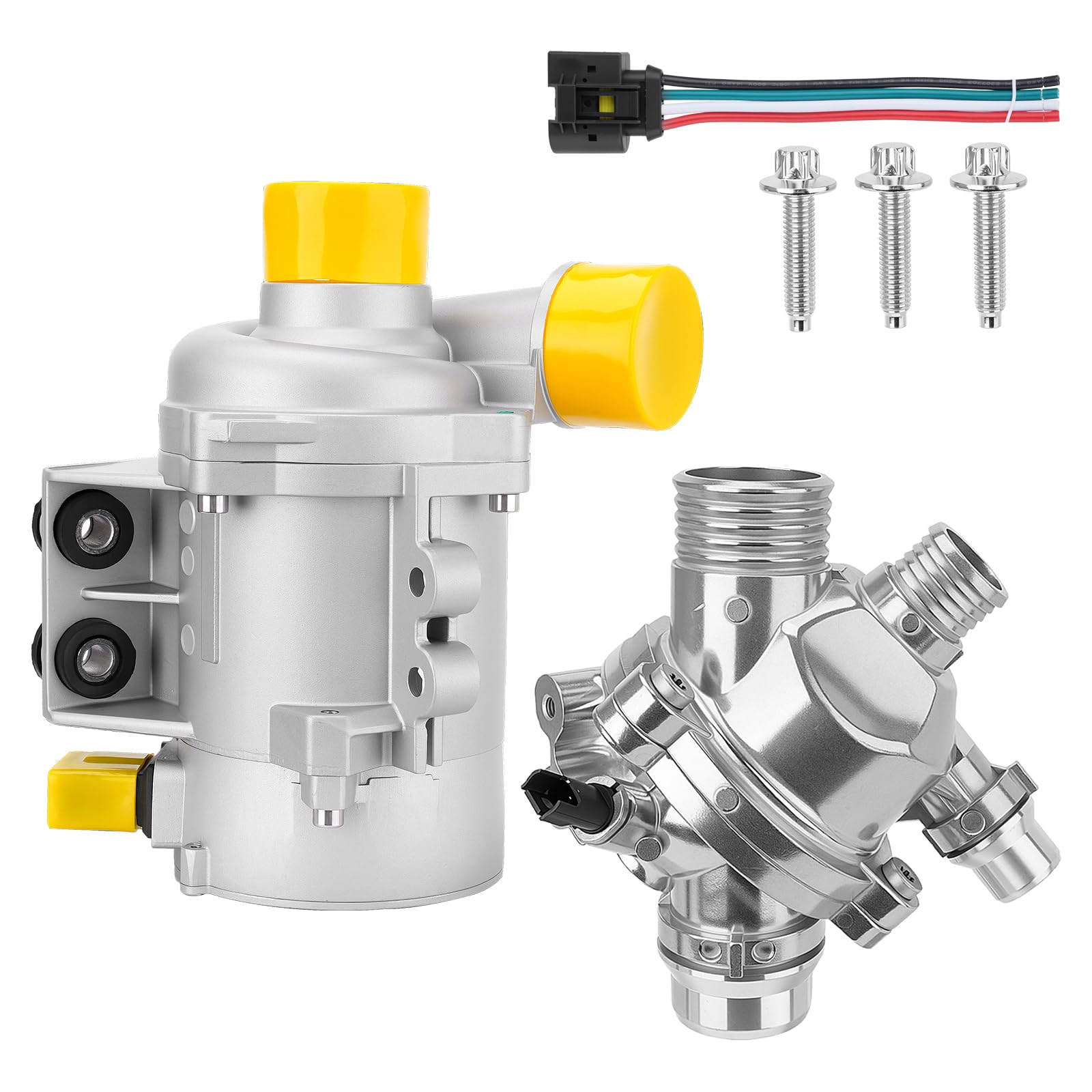 Photo 1 of 11517586925 Electric Engine Water Pump &11537536655 Thermostat Compatible with BMW 125i 130i 323i 325xi 328i 330i 325i 523i 525i 530i 630i 730i X1 X3 X5 Z4 Replace#11517563183 11517546994 11517586924