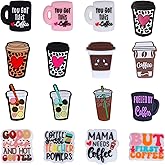 WEWAYSMILE 16Pcs Silicone Beads for Keychain Making Bulk Coffee Cup Focal Beads for Pens Used for DIY to Make Various Handicrafts Beaded Pen Lanyards Etc(Mix Match Coffee Cup)