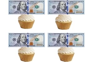 GEORLD 30 Precut 100 Dollar Bill Edible Money Image Wafer Paper for Cake Topper Cupcake Decorations Precut Edible Fake Money