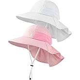 Toddler Baby Sun Hat Sun Protection Beach Hats for Kids Adjustable Beach Hats with Neck Flap for Girls Boys Age 0-7 Years