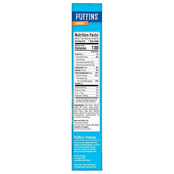 ORIGINAL PUFFINS CEREAL, PUFFED KIDS CEREAL WITH CORN AND OATS, VEGAN, KOSHER, NON-GMO PROJECT VERIFIED, 10 OZ BOX