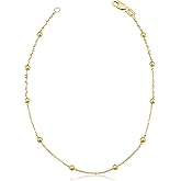 14k Yellow Gold Filled Satellite Ankle Bracelet Anklet Jewelry for Women (3 mm beads, 10 inch)