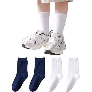 hakugoo Kids Crew Socks Cotton School Socks for Girls Boys 3-14 Years | Soft,Seamless Toe,Dress Socks,Back to school,Breathab