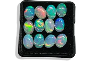 JAGUAR GEMS Natural AAAA+ Quality Ethiopian Opal Cabochon Lot, Oval Shape, Multi Fire Opal for Jewelry Making