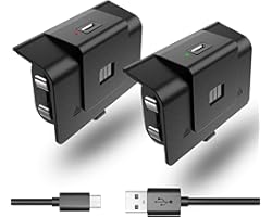 2 Pack Rechargeable Controller Battery Pack Compatible with Xbox One/Xbox Series X|S with 4 Battery Door Play & Charge Kit wi