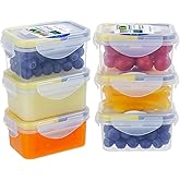 KIGI 6 Pack 6OZ Airtight Plastic Food Storage Containers Set 180ML Rectangular Small Bento Box with Lid