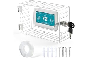 SUTINE Thermostat Lock Box with Key, Universal Acrylic Thermostat Cover with Lock, Large Thermostat Lock Box Clear Lock Box Thermostat Guards for Wall Thermostats, Restaurants, Wall AC Panel, School
