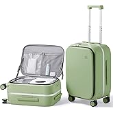 mixi 20 Inch Carry On Luggage 22x14x9 Airline Approved PC Hard Shell Suitcase Top Opening Aluminum Frame Travel Suitcases with Wheels, Avocado Green