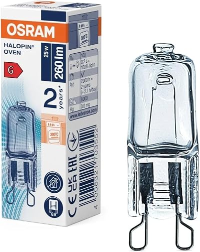 OSRAM Halopin Special Oven Bulb G9 230V 25W High Temp 2000h