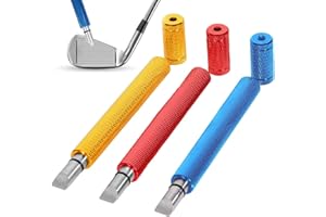 BUSHIBU Golf Club Groove Sharpener Tool, 3 Pack Stainless Steel Golf Club Cleaner for Re-Grooving Wedges & Irons, U & V-Grooves