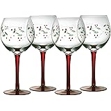 Pfaltzgraff Winterberry 13-Ounce Hand Painted Goblet, Set of 4, 13 Ounce, White