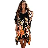 Breezy Lane Women's Beach Cover Up Swimsuit Kaftan Dress | Swimsuit Coverups, Bathing Suit, Floral Pattern, Vacation, Summer Resort Wear