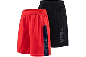 TSLA 1 or 2 Pack Boy's Athletic Shorts, Quick Dry Pull On Basketball Running Shorts, Active Sports Workout Gym Shorts