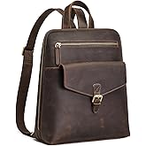 S-ZONE Small Leather Backpack Purse for Women Vintage Casual Daypacks Travel Rucksack Handbag