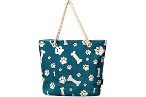 TRENDSBLUE Premium Dog Cat Puppy Kitty Animal Paws Print Canvas Tote Shoulder Bag Handbag