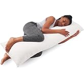 Snuggle-Pedic Body Pillow for Adults - Breathable, Full Body Pillow for Side Sleepers - Shredded Memory Foam Gel - Cooling Long Pillow Supports Legs, Belly &amp; Hips - 20x54 White