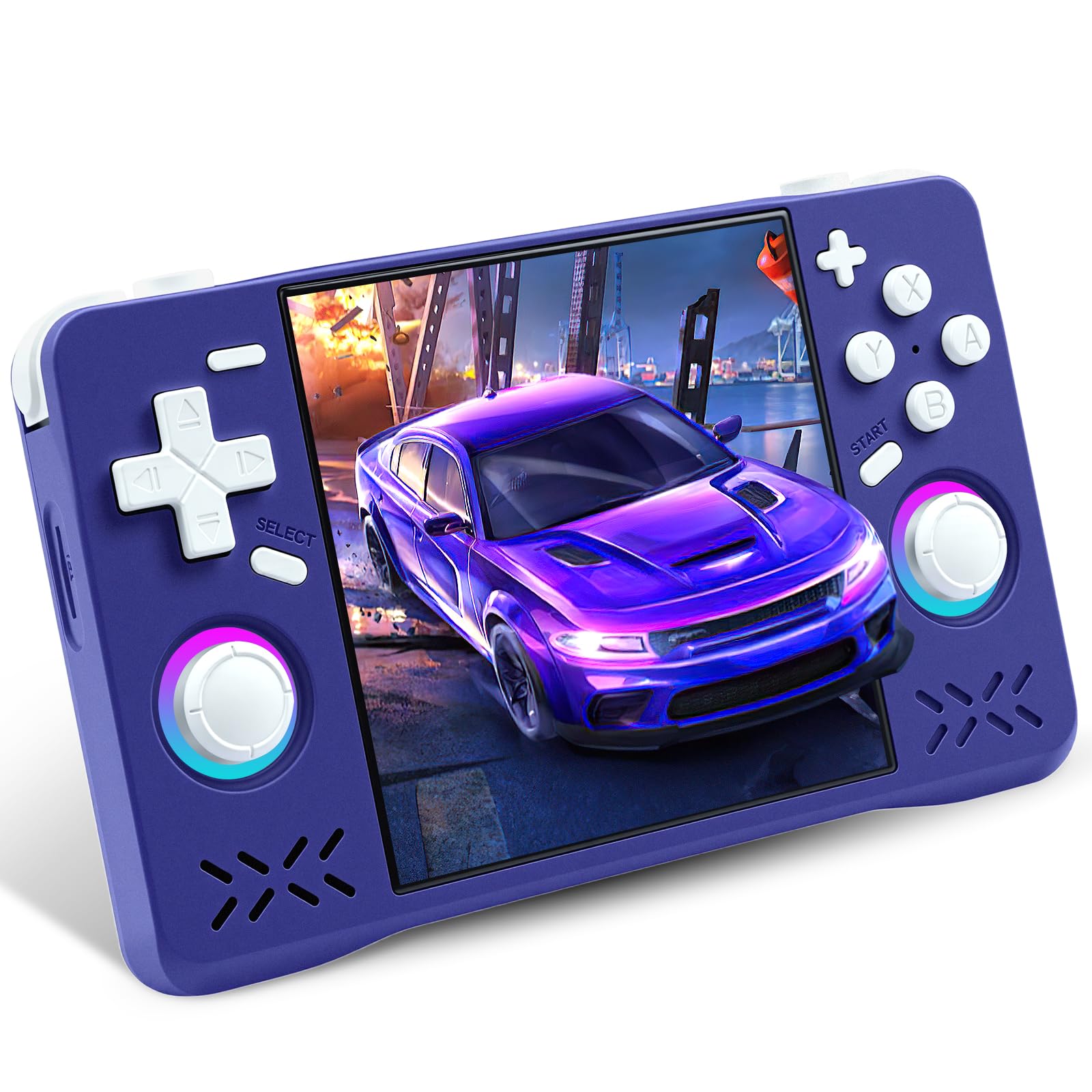 Photo 1 of Upgraded XF40H Handheld Game Console, Retro Gaming Console Preloaded Classic Games with Multiple Emulators, 4.0 Inch 4K HD IPS Screen Open Source Linux System, Pocket Video Gaming (Purple-128G)