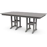 Polywood Lakeside 37" x 72" Outdoor Dining Table, All-Weather HDPE Patio Furniture, Slate Grey, Made in USA