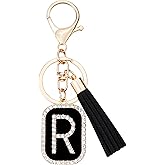 Crystal Metal Letter A-Z Keychain for Women Men Purse Handbags Alphabet Initial Letter Car Key Ring Novelty Tassel Pendant