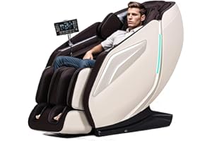 HealthRelife 4D Massage Chair Full Body Zero Gravity Recliner - 55“ SL-Track,15 Auto Modes,11 Massage Technique,40 Airbags Massage,with Yoga Stretch,APP Control,Shiatsu Foot Massage(Coffee)