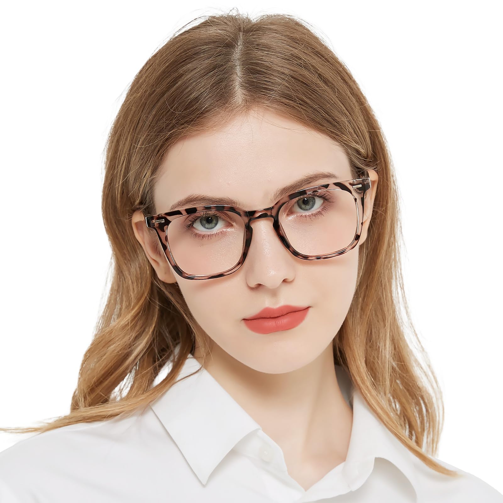 OCCI CHIARI Big Rectangle Reading Glasses for Women Fashion Readers Glasses Women's Rivet Decorated Reading Glasses Ladies' Spring Hinge Glasses (Grey Tortoiseshell, 250) — image 1