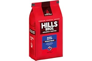 Hills Bros. Dark Satin Whole Bean Coffee – Rich and Bold Premium Arabica Coffee Beans – Orthodox Union Kosher – Dark Roast, Fresh Grind for Best Aroma & Taste – Dark Satin, 1 Pack of 24oz