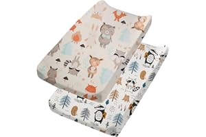 Stretch Ultra Soft Cotton Jersey Knit Changing Pad Cover Set 2 Pack, Change Table Pad Covers Fit 32"/34" x 16" Pads, Cute Dia