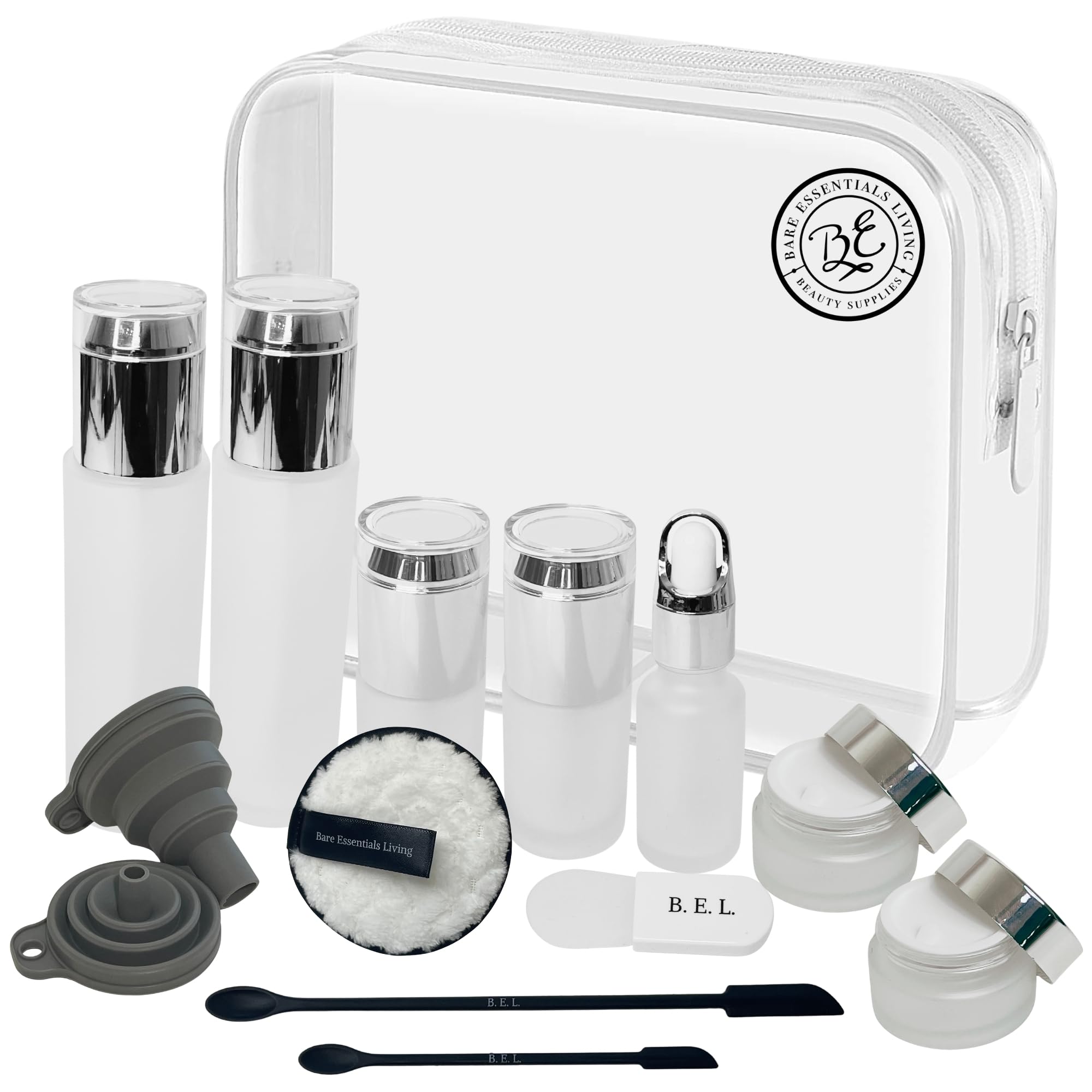 Photo 1 of ***MISSING A BUNCH***
14 Pcs Travel Skincare Containers Set-TSA Approved Toiletry Bag & Glass Travel Bottles for Toiletries Pump, Spray & Dropper Bottles Travel Size Containers for Foundation, Serum Moisturizer Oil & Cream