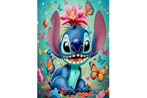 VeGuude Diamond Painting Kits for Adults - Stitch DIY 5D Diamond Art Kits Full Drill Diamond Dots Paintings with Diamonds Gem Art and Crafts Home Decor 12x16inch