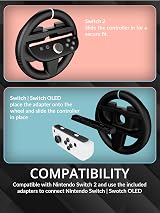 Orzly Steering Wheels Compatible with Nintendo Switch 2 Twin Pack Black view 5