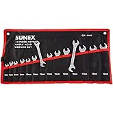 Sunex 9914MA Metric Angle Head Wrench Set, 9mm - 19mm, Fully Polished, 14-Piece (Includes Roll-Case)