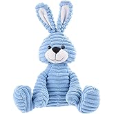 Apricot Lamb Toys Plush Corduroy Rabbit Bunny Stuffed Animal Soft Cuddly Perfect for Child （Blue Bunny