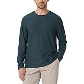 ODODOS Men's Long Sleeve Performance Crew T-Shirt - Ultra Soft odSTRATUM Tech Tee UPF 50+ Pullover Top with Side Zip Pocket