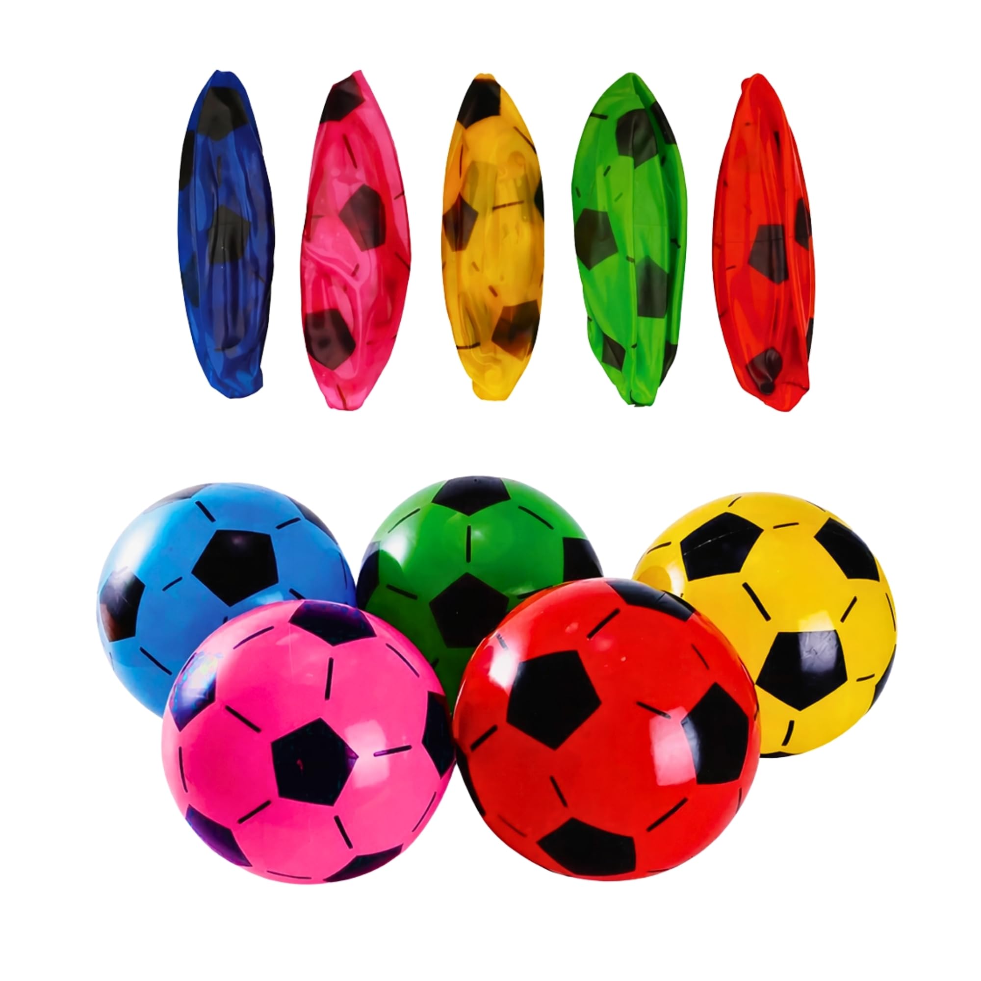 5 Pcs PVC Plastic Football 8.5 Inch Inflatable Beach Soccer Balls, Lightweight Deflated Footballs for Kids Indoor and Outdoor Play, Party Bag Fillers for Birthdays, Pool and Beach Games