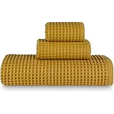 sea me at home Waffle Bath Sheet Set, 100% Turkish Cotton, Includes 1 Bath Sheet, 1 Hand Towel, 2 Face Towels