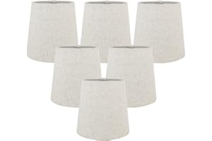 Meriville Set of 6 Natural Linen Clip On Chandelier Lamp Shades, 4-inch by 5-inch by 5-inch