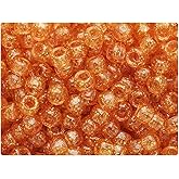 BeadTin Pastel Pink Gold Sparkle 9mm Barrel Plastic Pony Beads (500pcs)