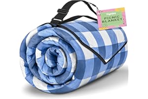 TigeJoy Extra Large Picnic Blanket Waterproof Foldable 80''x80'', Outdoor Picnic Mat Beach Blanket Sandproof for Park, Grass, Travel, Hiking, Camping Essentials, Gingham Picnic Blanket